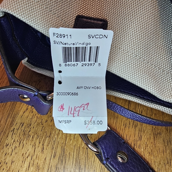 Coach Avy Canvas Hobo Natural and Indigo NEW with tags - Picture 7 of 8